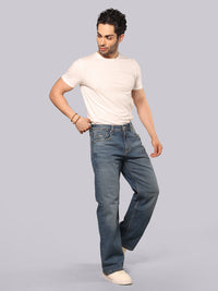 Med Blue Midrise Loose Fit Stretch Jeans