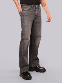 Grey Midrise Loose Fit Stretch Jeans