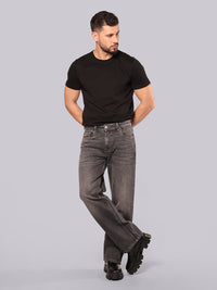 Grey Midrise Loose Fit Stretch Jeans