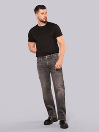 Grey Midrise Loose Fit Stretch Jeans
