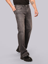 Grey Midrise Loose Fit Stretch Jeans