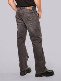 Grey Midrise Loose Fit Stretch Jeans