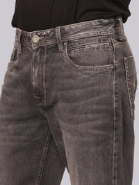 Grey Midrise Loose Fit Stretch Jeans
