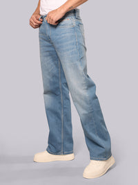 Med Blue Midrise Loose Fit Stretch Jeans