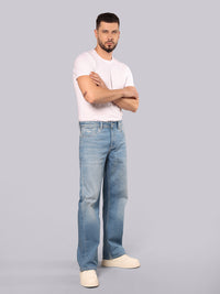 Med Blue Midrise Loose Fit Stretch Jeans