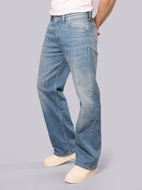 Med Blue Midrise Loose Fit Stretch Jeans