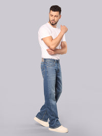Med Blue Midrise Loose Fit Stretch Jeans