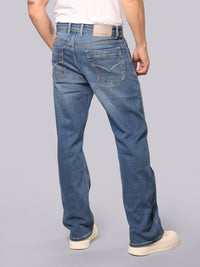 Med Blue Midrise Loose Fit Stretch Jeans