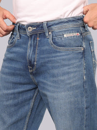 Med Blue Midrise Loose Fit Stretch Jeans