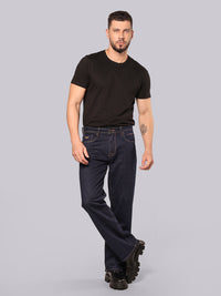 Dark Blue Midrise Loose Fit Stretch Jeans