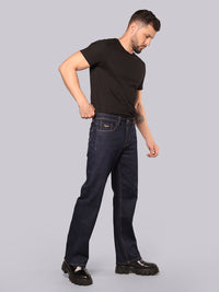 Dark Blue Midrise Loose Fit Stretch Jeans