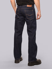 Dark Blue Midrise Loose Fit Stretch Jeans