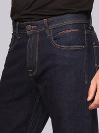 Dark Blue Midrise Loose Fit Stretch Jeans