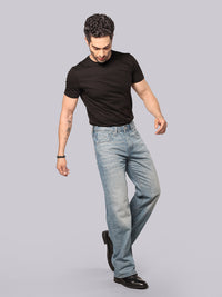Dark Petrol Midrise Loose Fit Stretch Jeans