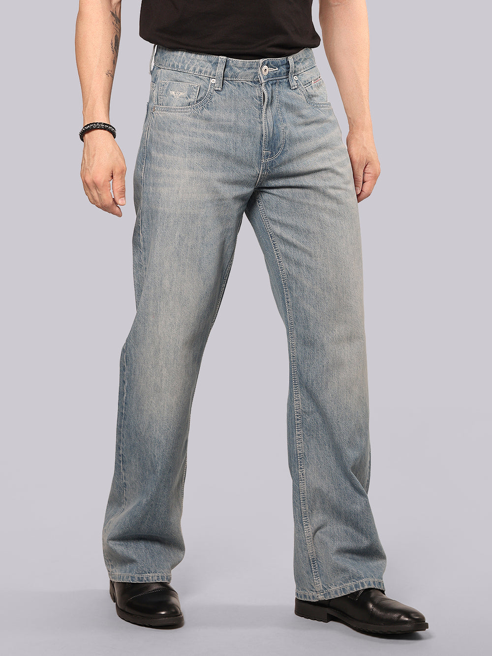 Med Petrol Midrise Loose Fit Stretch Jeans
