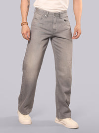 Med Grey Midrise Loose Fit Stretch Jeans