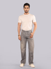 Med Grey Midrise Loose Fit Stretch Jeans