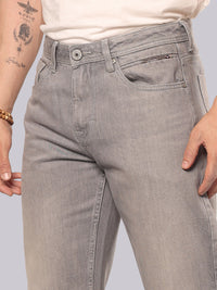 Med Grey Midrise Loose Fit Stretch Jeans