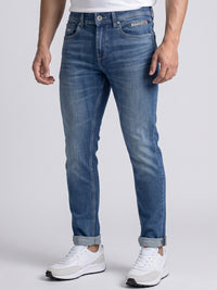 Med Blue Low-Rise Ankle Length Stretch Jeans