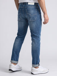Med Blue Low-Rise Ankle Length Stretch Jeans