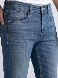 Med Blue Low-Rise Ankle Length Stretch Jeans
