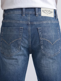 Med Blue Low-Rise Ankle Length Stretch Jeans