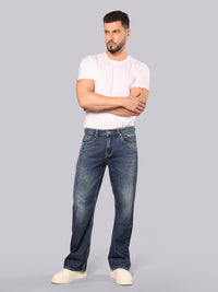 Med Blue Midrise Loose Fit Stretch Jeans