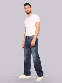 Med Blue Midrise Loose Fit Stretch Jeans