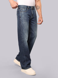 Med Blue Midrise Loose Fit Stretch Jeans