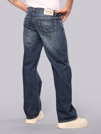 Med Blue Midrise Loose Fit Stretch Jeans