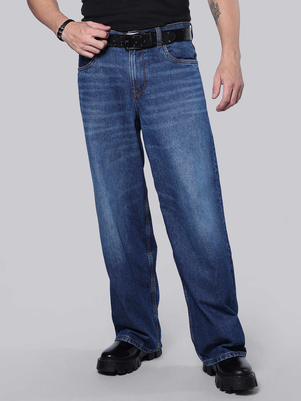 Med Blue Extra Loose Fit Jeans