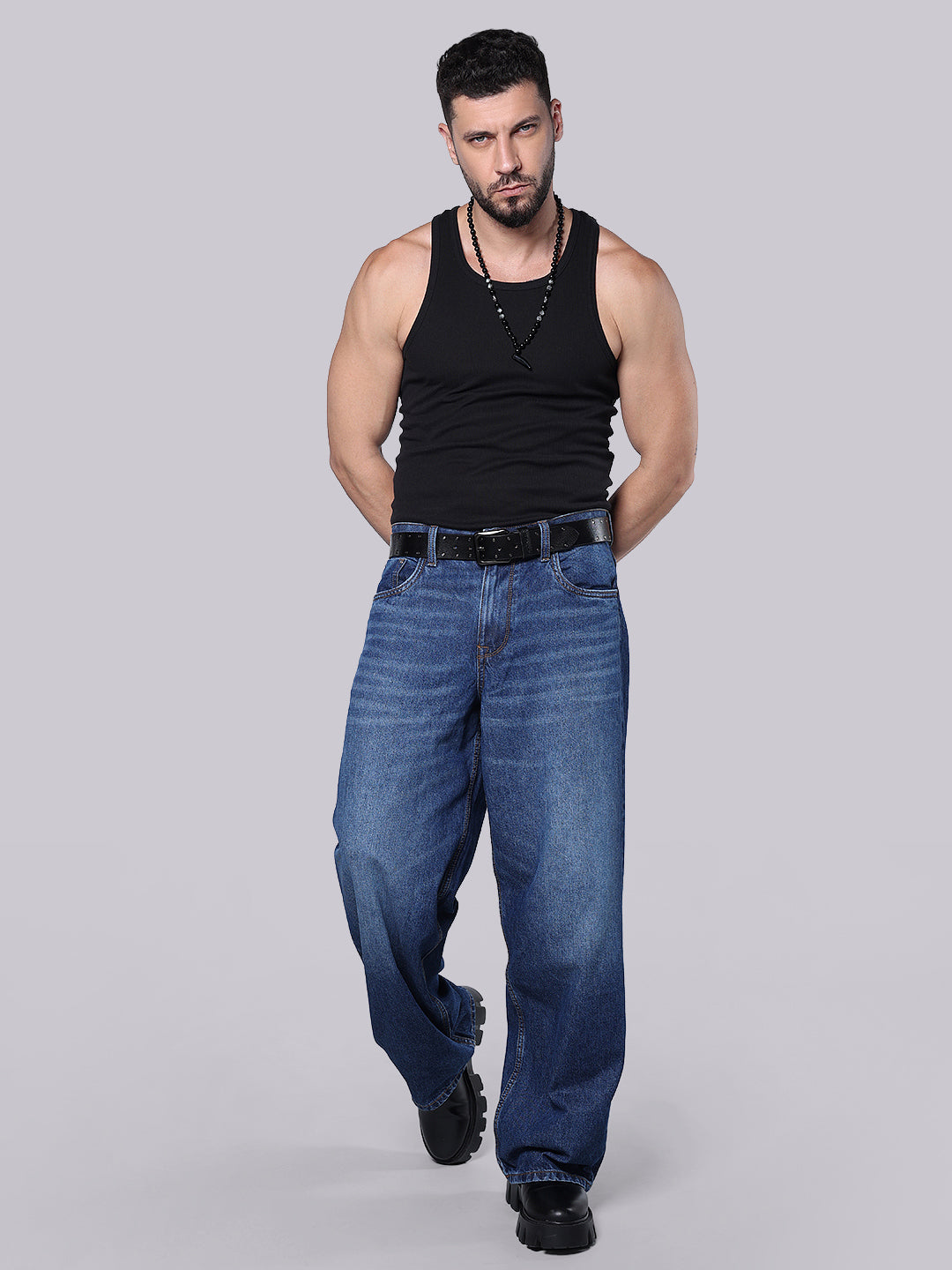 Med Blue Extra Loose Fit Jeans