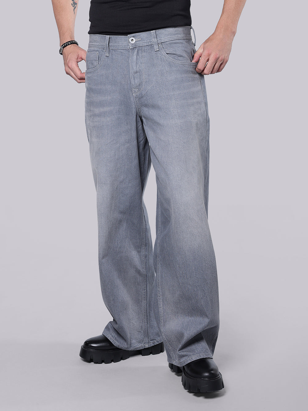 Med Grey Extra Loose Fit Jeans