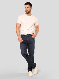 Dark Blue Midrise, Comfort And Straight Fit Stretch Jeans