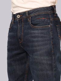Dark Blue Midrise, Comfort And Straight Fit Stretch Jeans