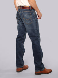 Med Blue Midrise, Comfort And Straight Fit Stretch Jeans