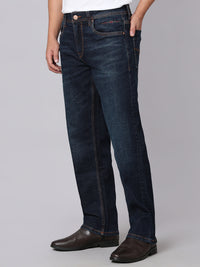 Dark Blue Midrise, Comfort And Straight Crop Length Stretch Jeans