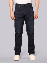 Dark Blue Midrise, Comfort And Straight Fit Stretch Jeans