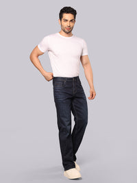 Dark Blue Midrise, Comfort And Straight Fit Stretch Jeans
