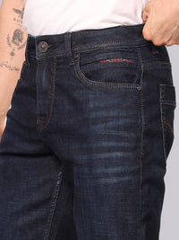 Dark Blue Midrise, Comfort And Straight Fit Stretch Jeans