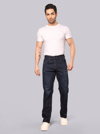 Dark Blue Midrise, Comfort And Straight Fit Stretch Jeans
