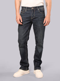 Dark Blue Midrise, Comfort And Straight Fit Stretch Jeans