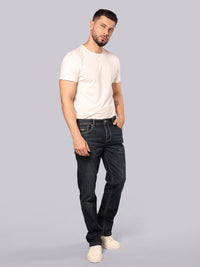 Dark Blue Midrise, Comfort And Straight Fit Stretch Jeans