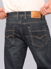 Dark Blue Midrise, Comfort And Straight Fit Stretch Jeans