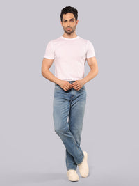 Light Blue Midrise, Comfort And Straight Fit Stretch Jeans