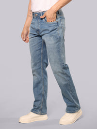 Light Blue Midrise, Comfort And Straight Fit Stretch Jeans