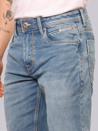 Light Blue Midrise, Comfort And Straight Fit Stretch Jeans