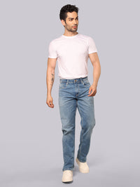 Light Blue Midrise, Comfort And Straight Fit Stretch Jeans