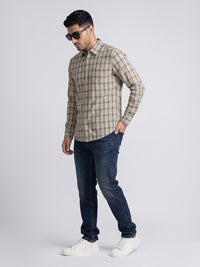 Med Blue Mid-Rise Slim Straight Fit Stretch Jeans