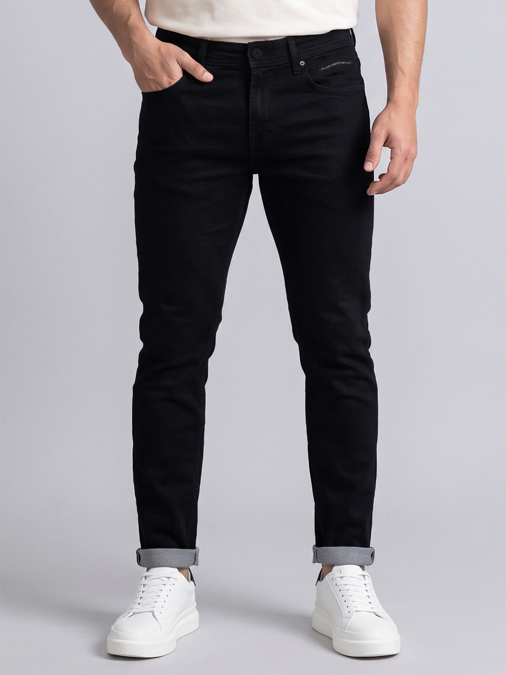 Black Low-Rise Ankle Length Stretch Jeans